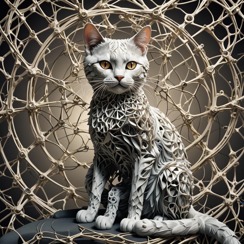 Surreal Molecular Cat in Dreamlike Setting