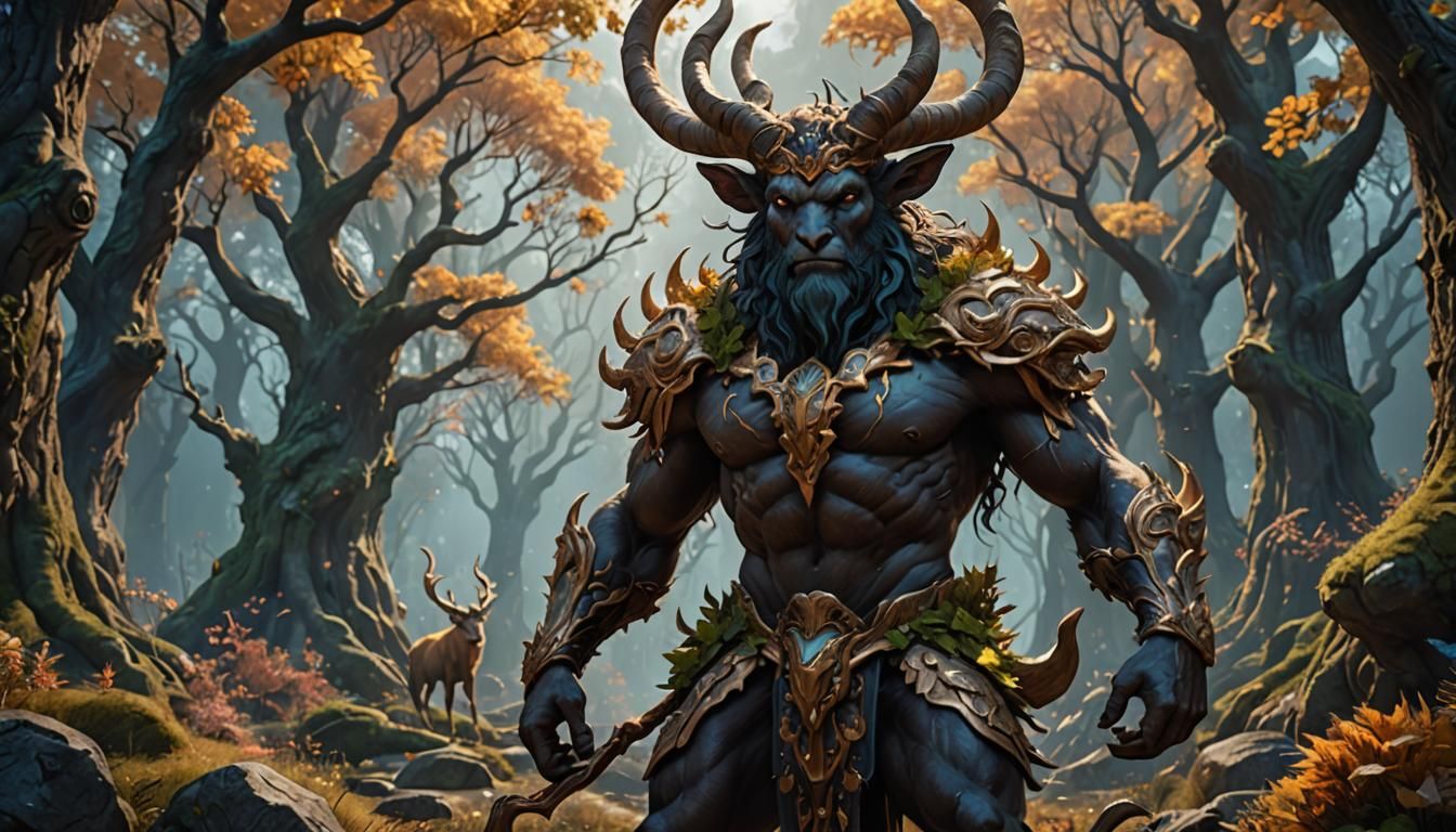 Detailed Matte Painting of a Faun God