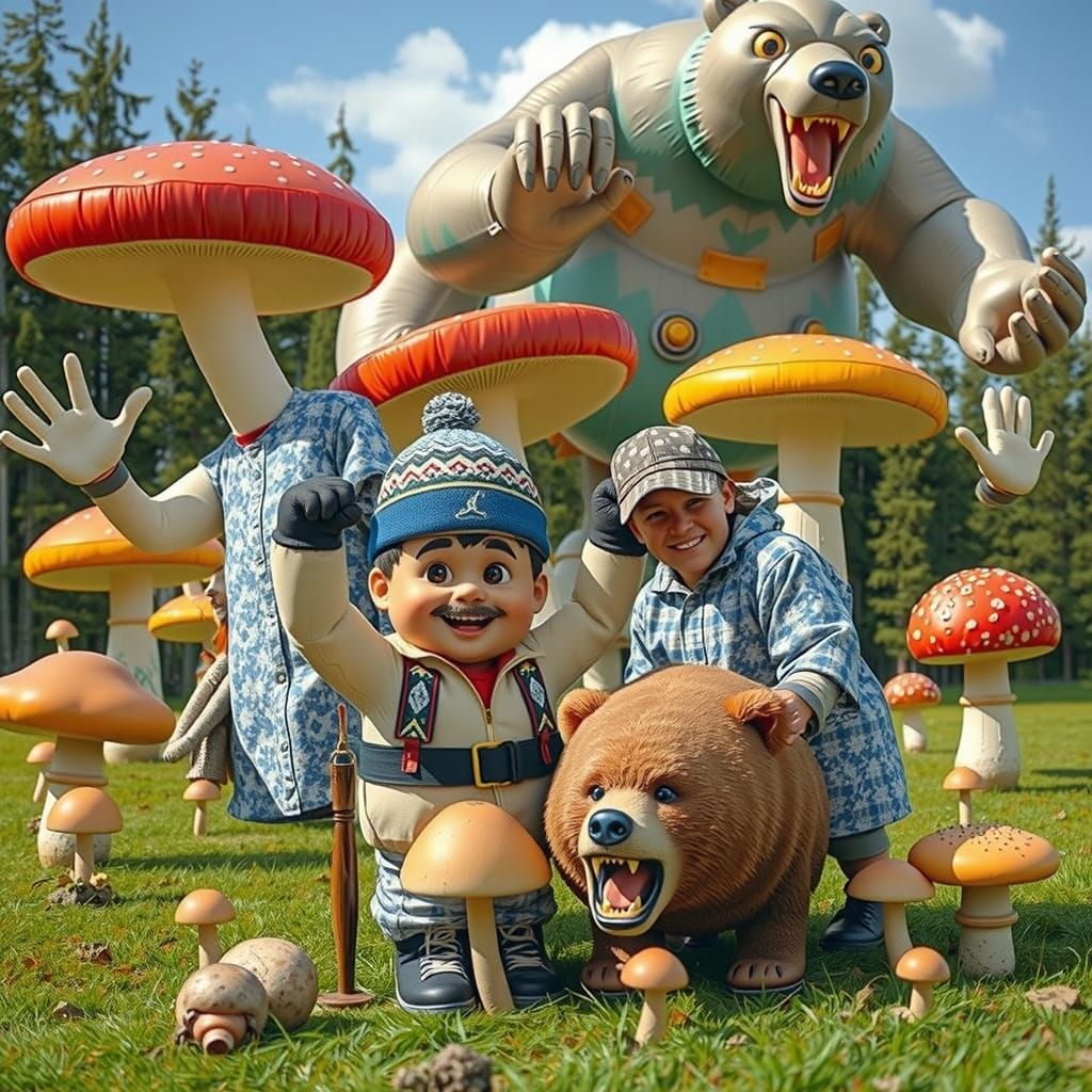 Gigantic Vinyl Hiker vs. Grizzly Bear