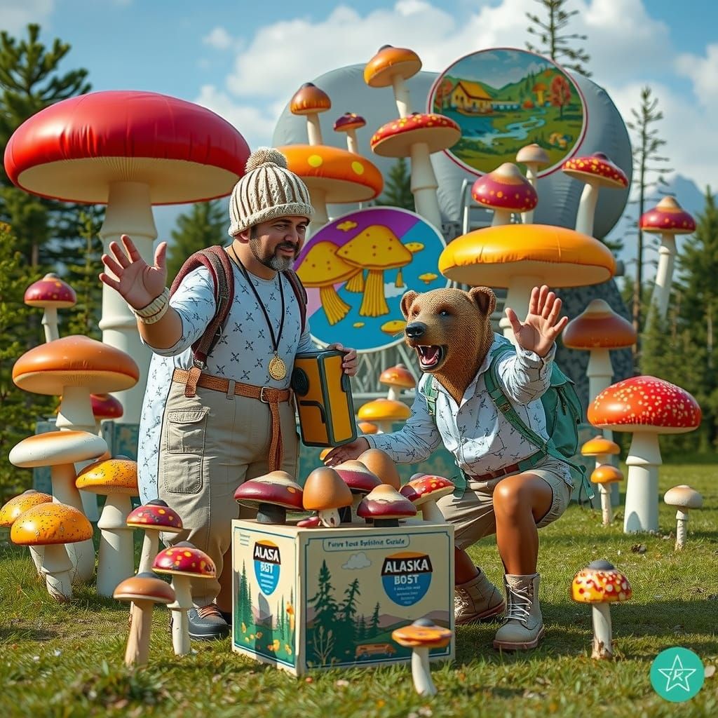 Alaskan Hiker and Vinyl Figure Confront Grizzly