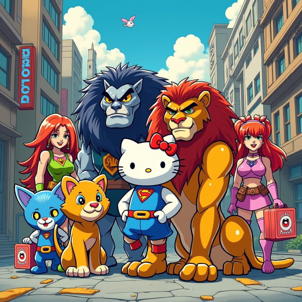 Thundercat Heroes Unite with Hello Kitty in Vibrant Anime Ci...