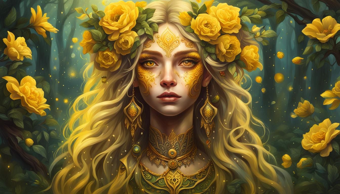 Beautiful Forest Elf Portrait in Oil Painting