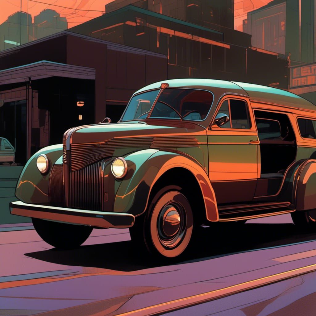 Futuristic Van Illustration Inspired by Syd Mead