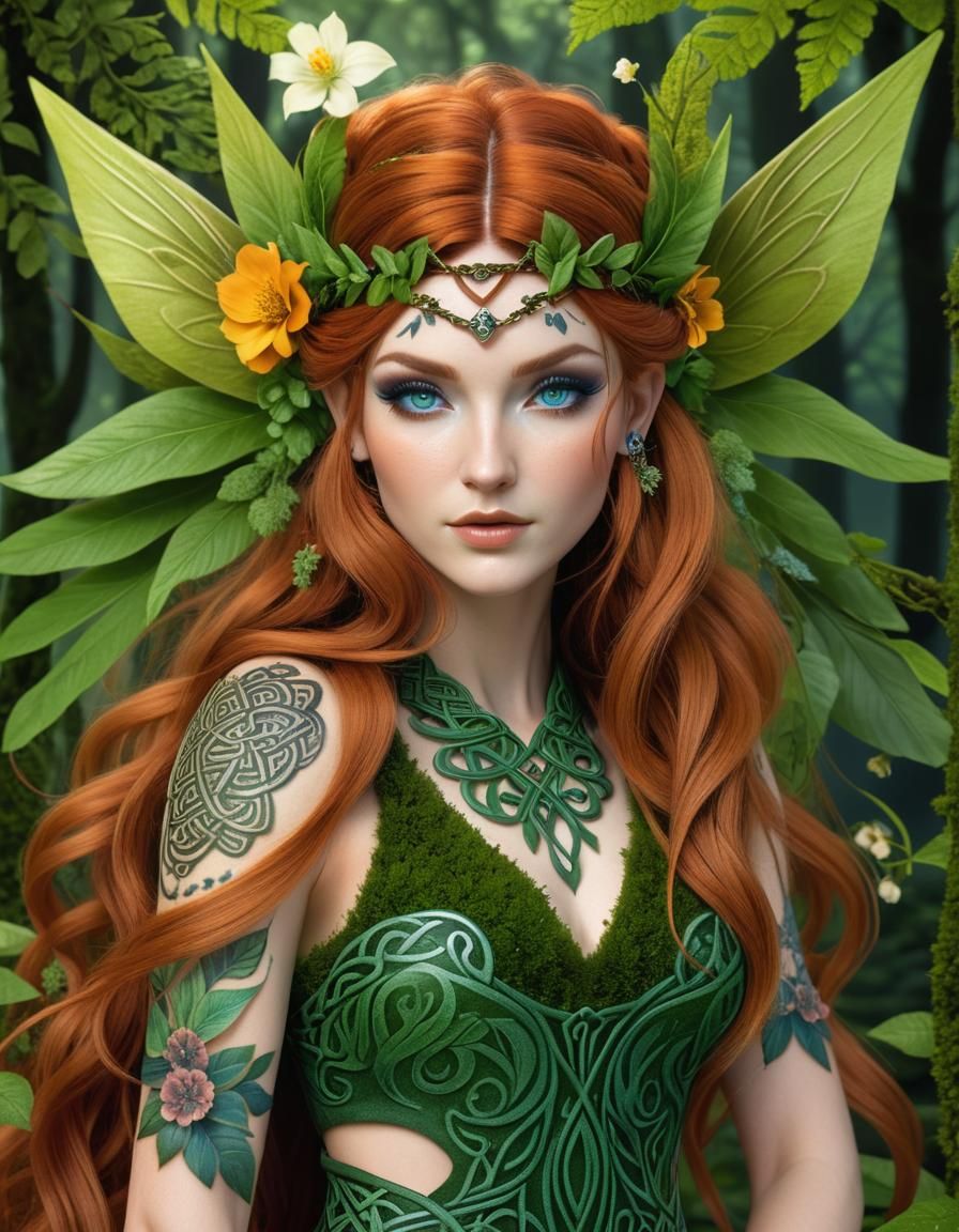 Woodland Fairy with Celtic Dress and Flower Crown