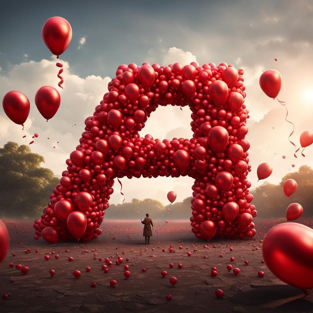 Red Balloon Letter A: Photorealistic Art