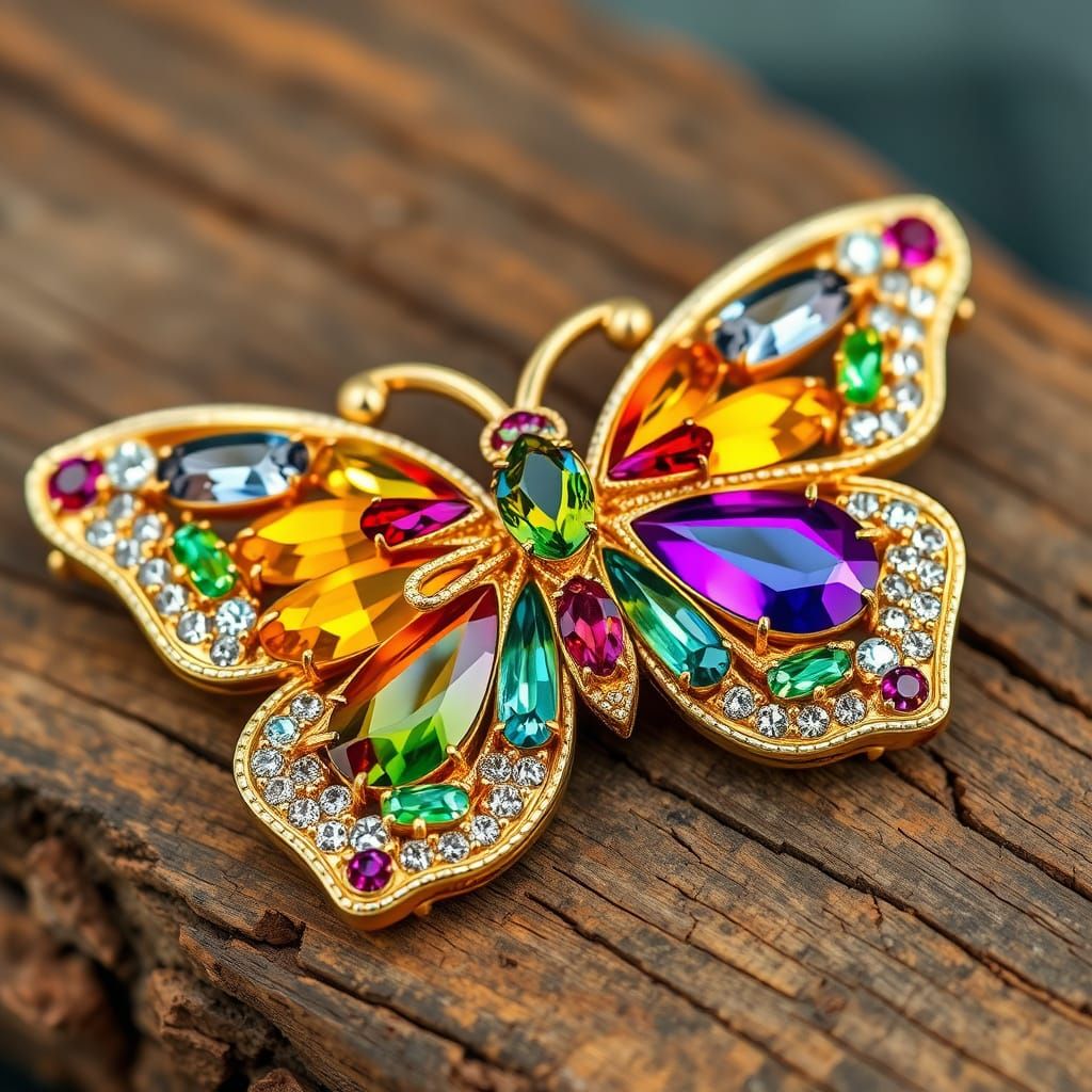 Golden Butterfly Brooch in Luxurious Detail