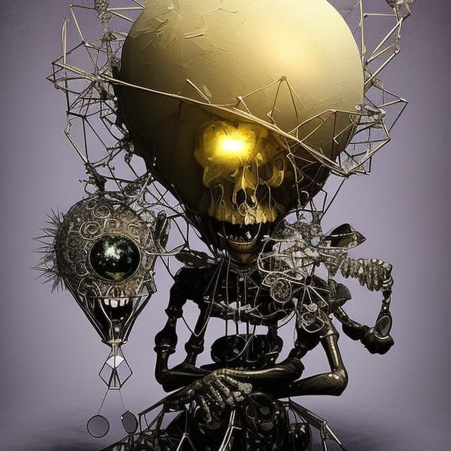 Chibi Skeleton Fortune Teller with Crystal Ball