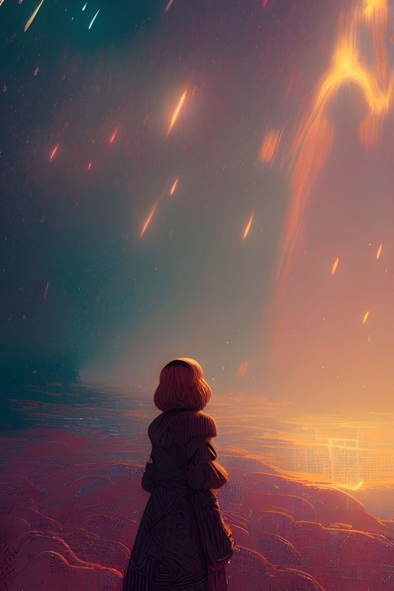 Starry Sky Portrait in Digital Illustration Style