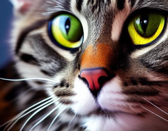cat Hyperrealistic, splash art, concept art, mid shot, intri...