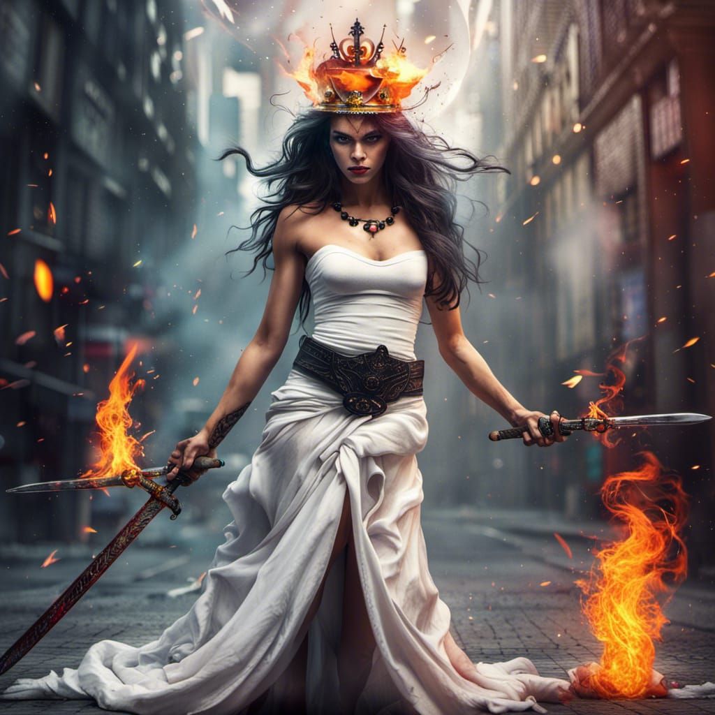 Goddess of Fire and Shadows: Graffiti Art Style