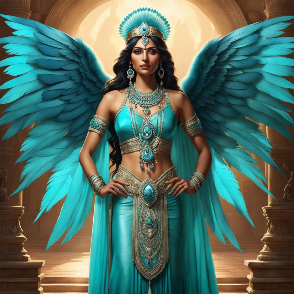 Hyperrealistic Indian Enchantress with Ocean Power