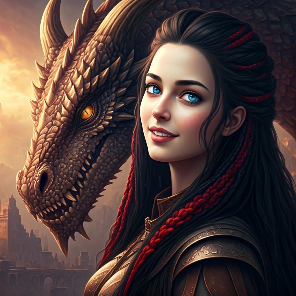 Dragon Companion: Fantasy Portrait in Digital Art
