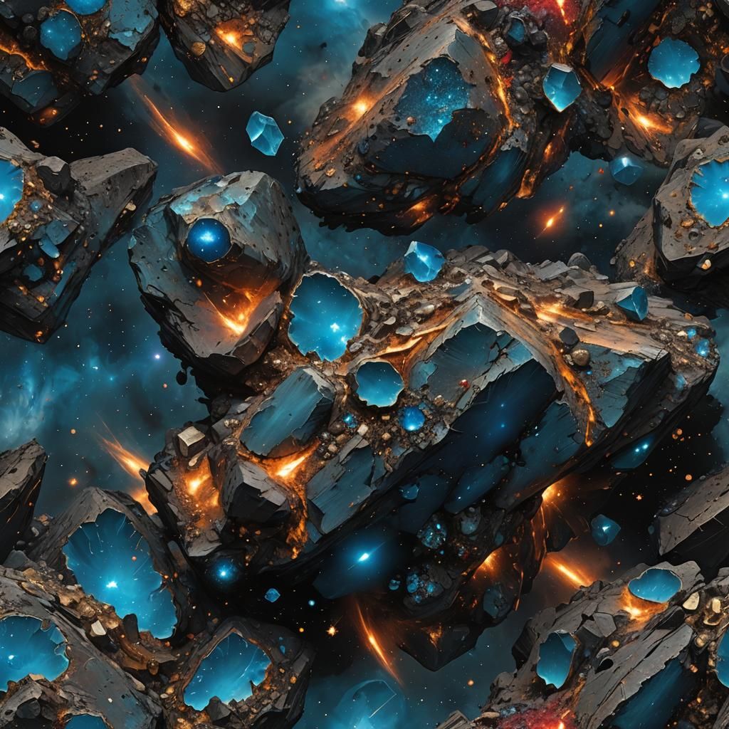 Glowing Asteroid Erupts from Darkness in Digital Art