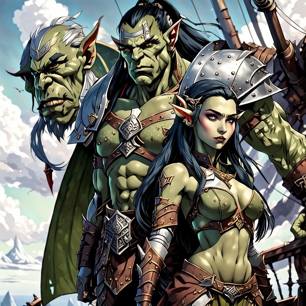 Anime Power Couple on Airship with Dragon