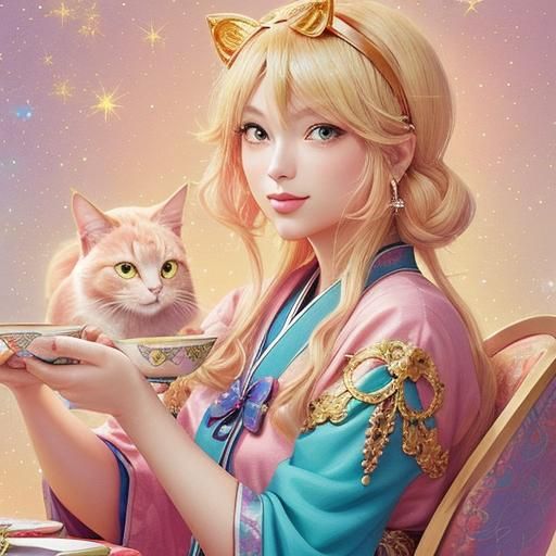 Anime Tarot Reader Celebration with Phoenix Headband