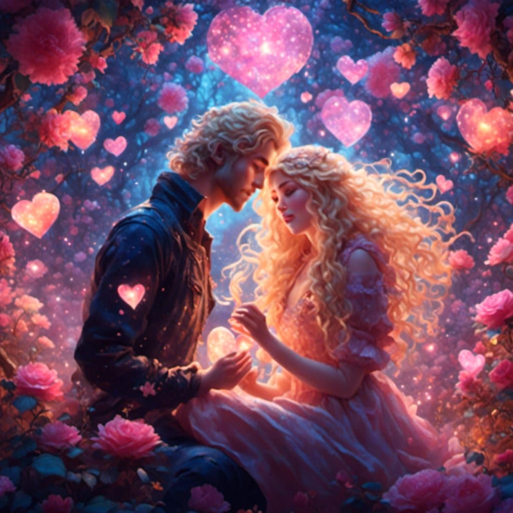 Passionate Couple in Love, Noctilucent Scene