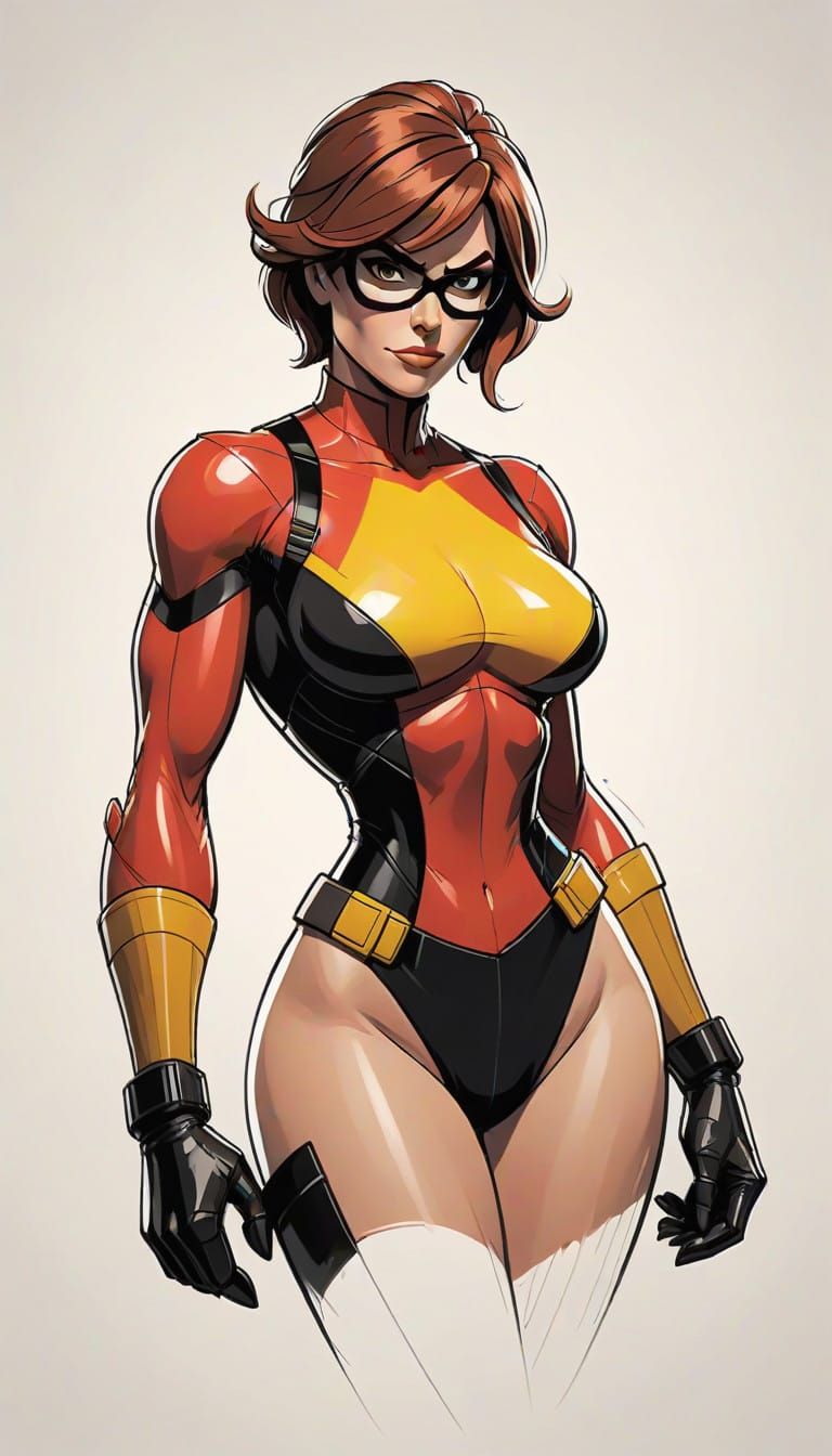 Majestic Concept Art of a Bustling Superheroine