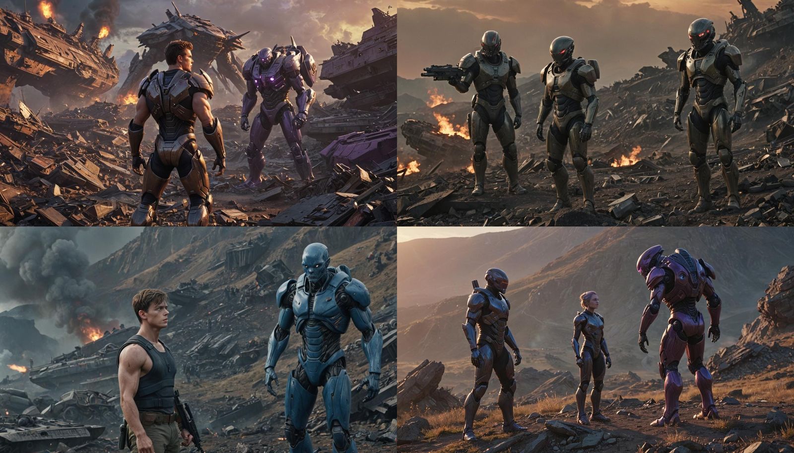 Victorious Soldier Stands on Alien Battlefield