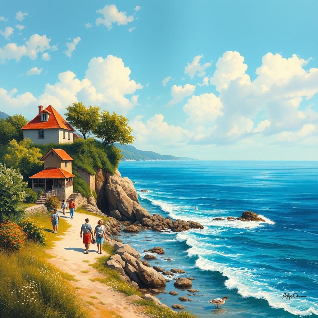 Vibrant Summer Seascape Painting