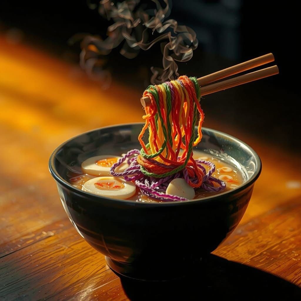 Yarn Ramen Bowl with Silk Rope