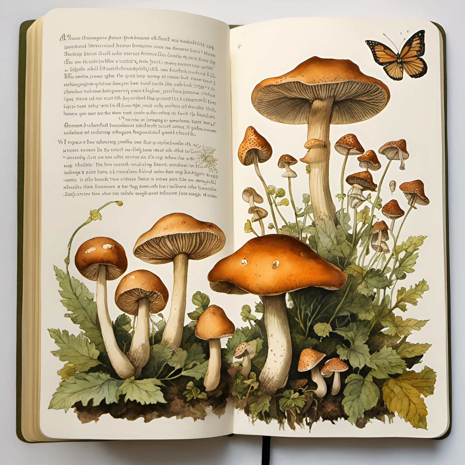 Rococo Mushroom Botanical Illustration in Watercolor
