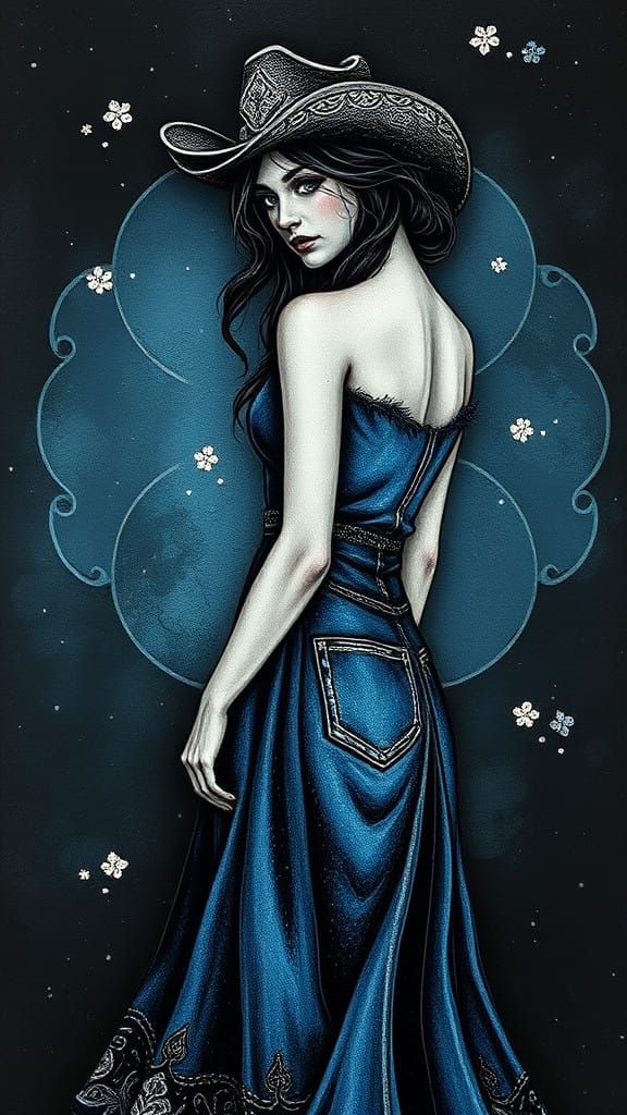 Cowgirl Bride in Encaustic Denim