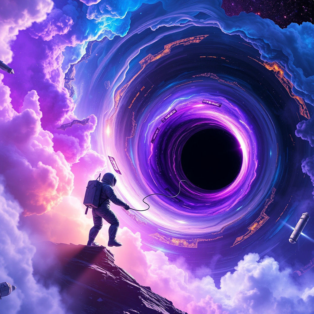 Astronaut Consumed by Swirling Black Hole in Cosmic Space