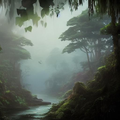 Heroes in Vibrant Rainforest: Anime-Inspired Art