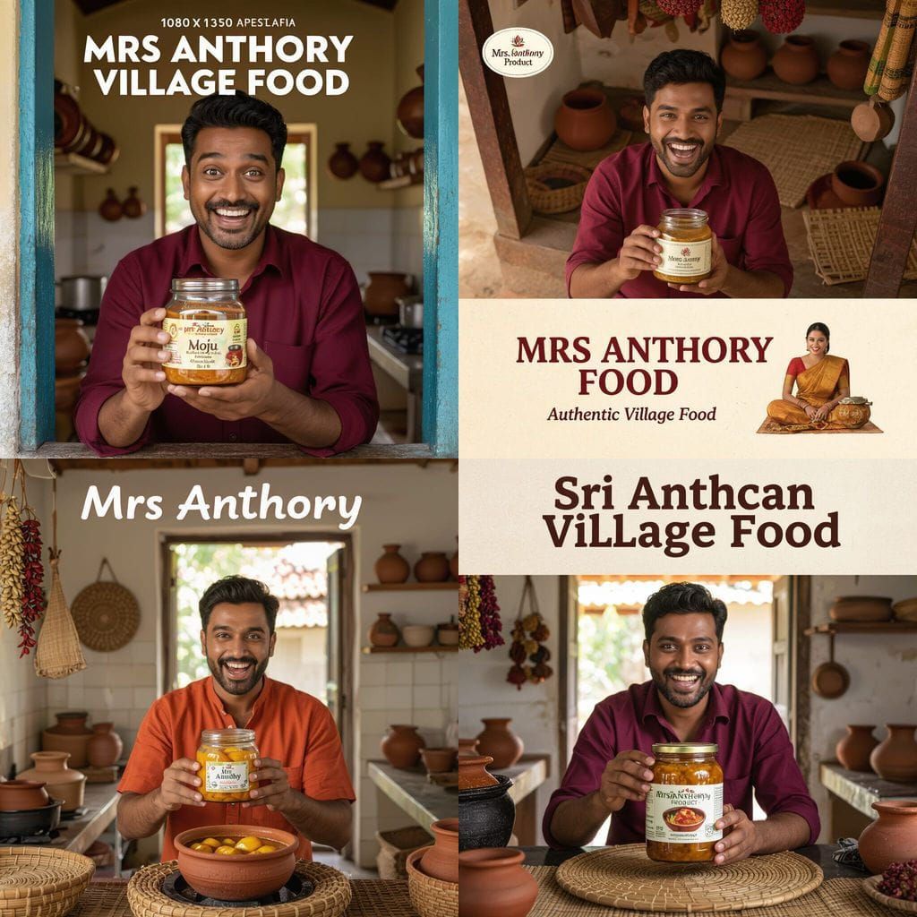 Cinematic Village Food Ad with Man Holding Preserved Goods