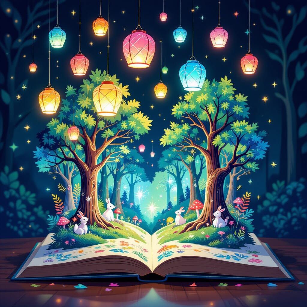Holographic Pop-Up Book: Magical Forest Scene