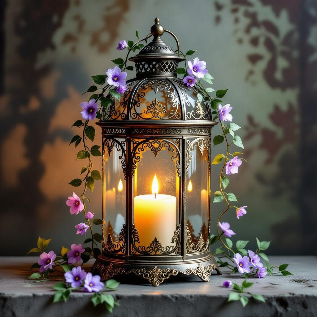 Ornate Lantern in Spectral World: Digital Art