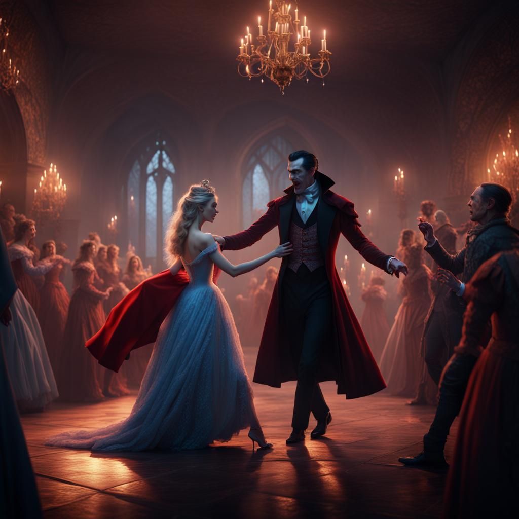 Dracula and Cinderella's Dance: Fantasy Concept Art