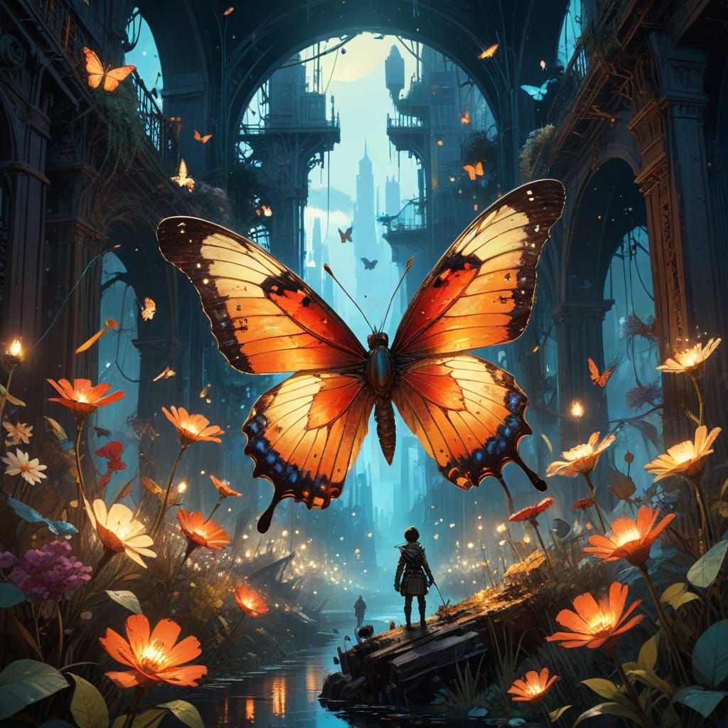 Epic Steampunk Butterfly Emerges from Flammagenitus Explosio...