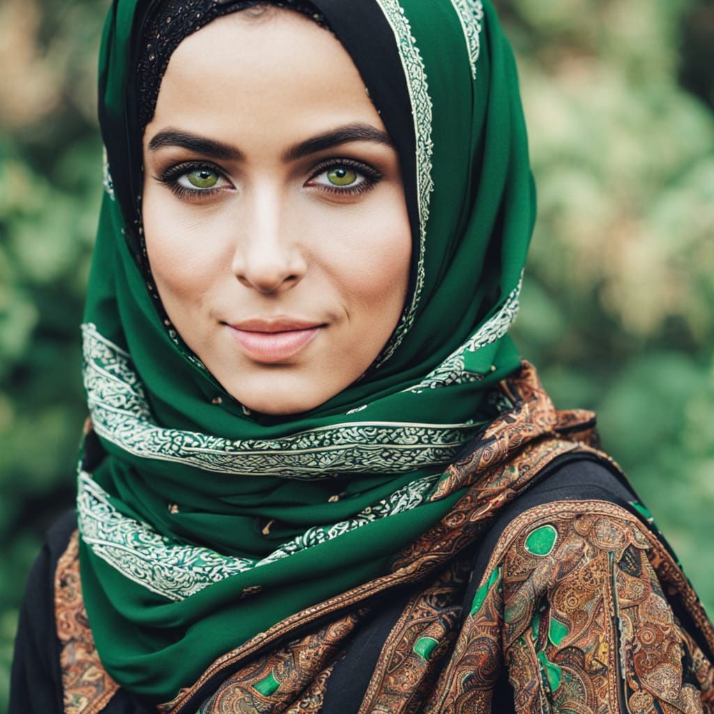 A Woman's Intense Green Eyes Are Revealed