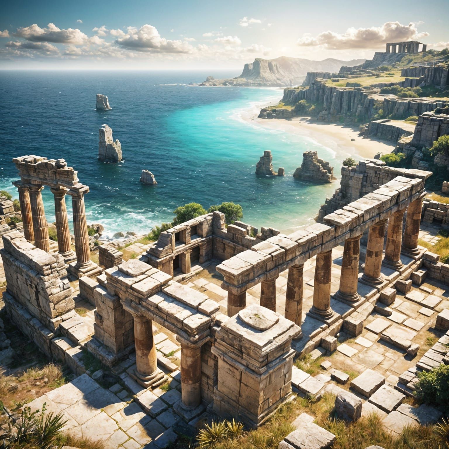 Ancient Coastal Ruins in Photorealistic Detail