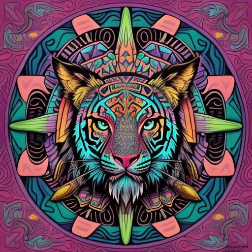 Vibrant Animal Totem in Tribal Fantasy Style