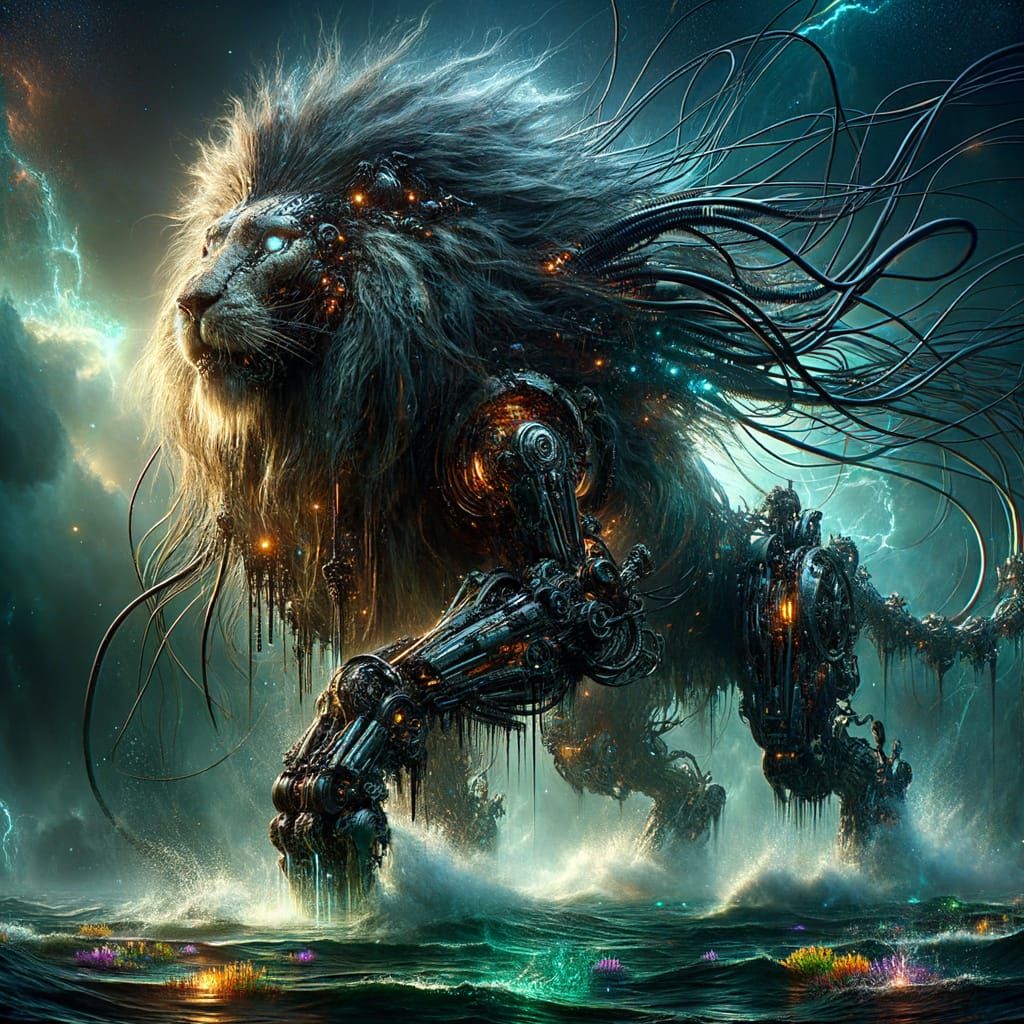 Mechanical Lion Emerges in Sci-Fi Fantasy