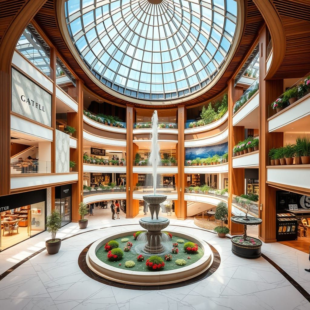 Luxurious Swiss-Thai Shopping Mall Interior with Crystal Atr...