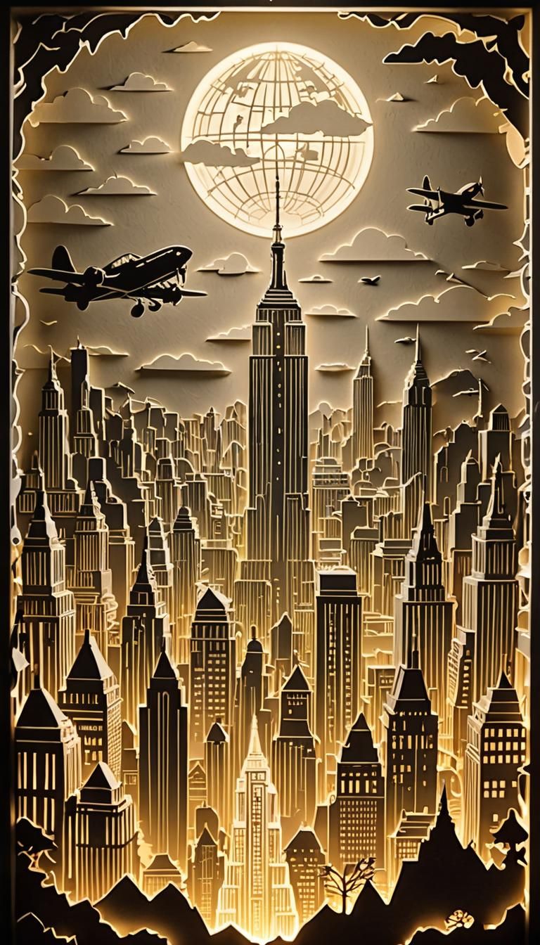 King Kong Papercut Lamp Optical Illusion