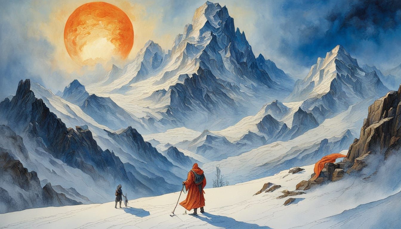 Majestic Mountain Amidst Dawn's Glowing Hues