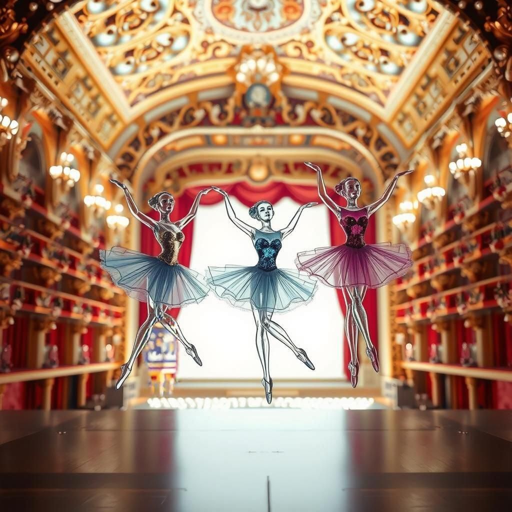 Colorful Crystal Ballerinas in Art Nouveau Style