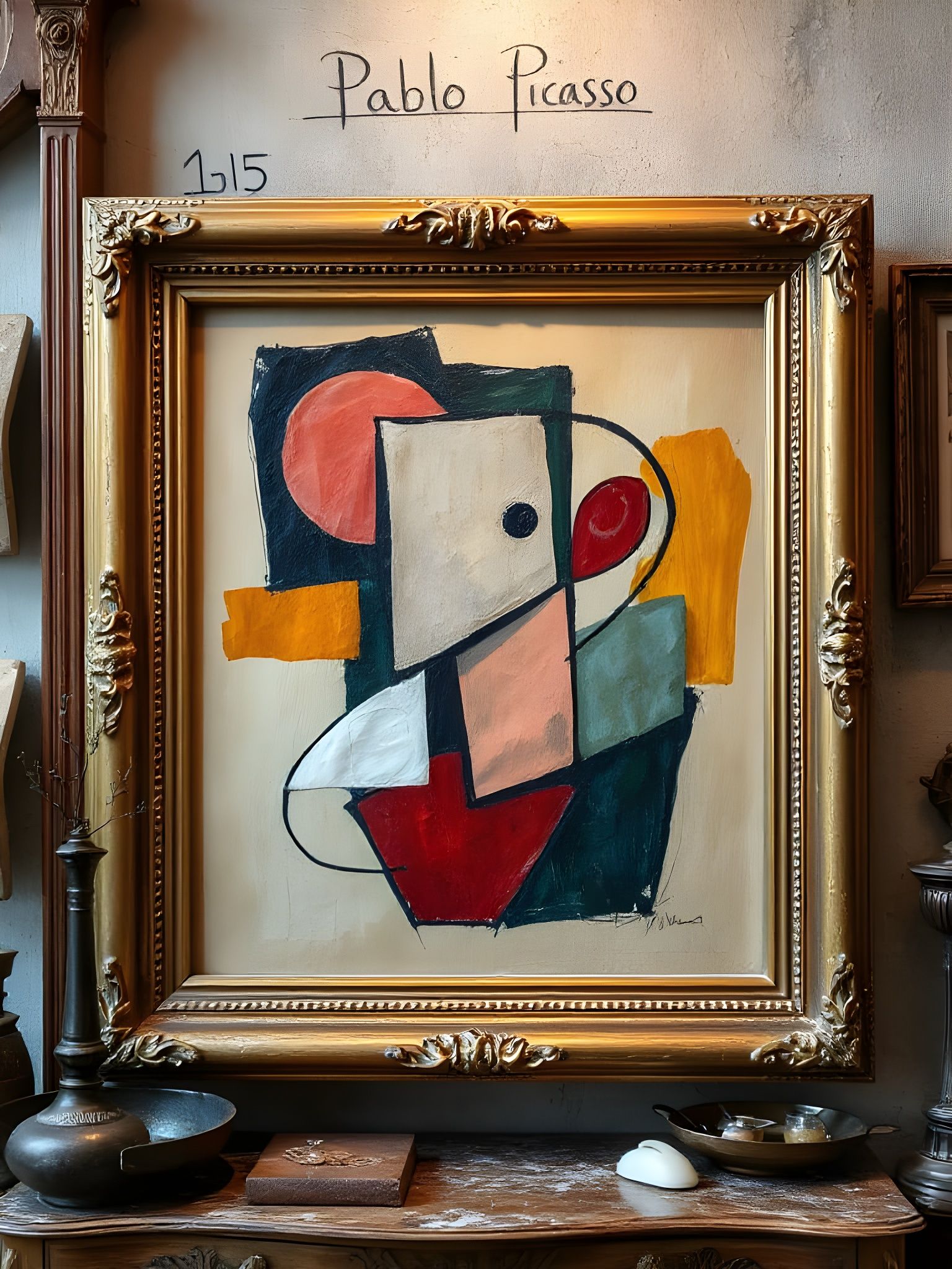 Geometric Cubism Painting in Picasso Style