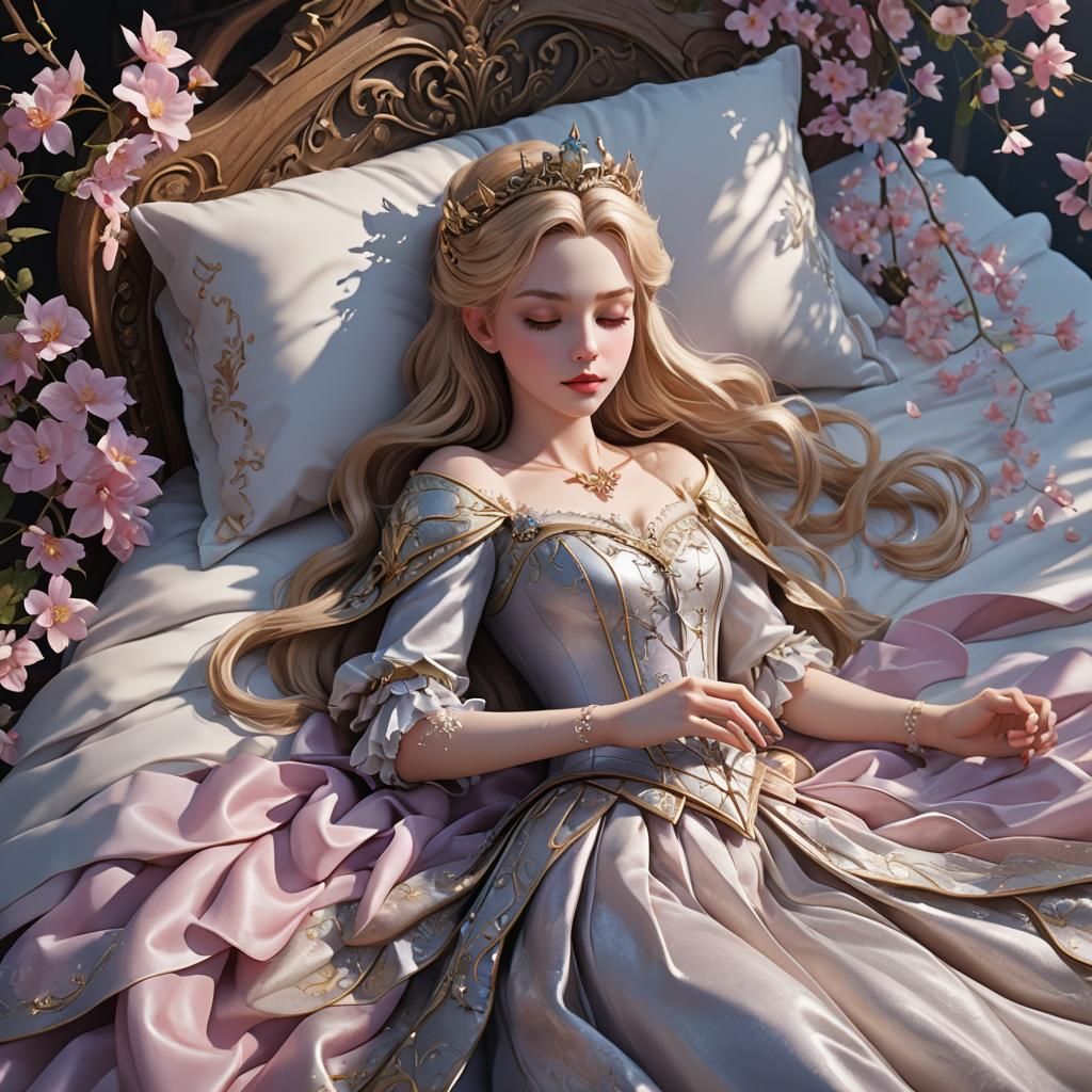 Anime Sleeping Beauty in Detailed 3D Art
