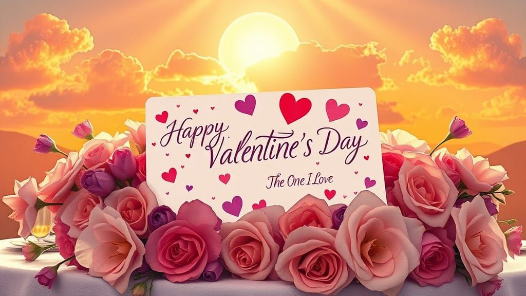 Elegant Valentine's Day Card in Whimsical Artistic Style