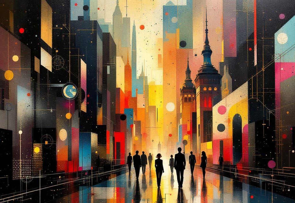 Art Deco Metropolis: A Geometric Digital Illustration