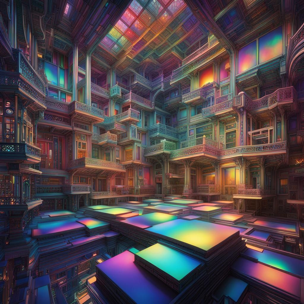 Futuristic Bauhaus University of Errors in Psychedelic Style