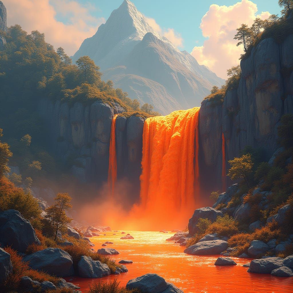 Orange Soda Waterfall in Whimsical Style
