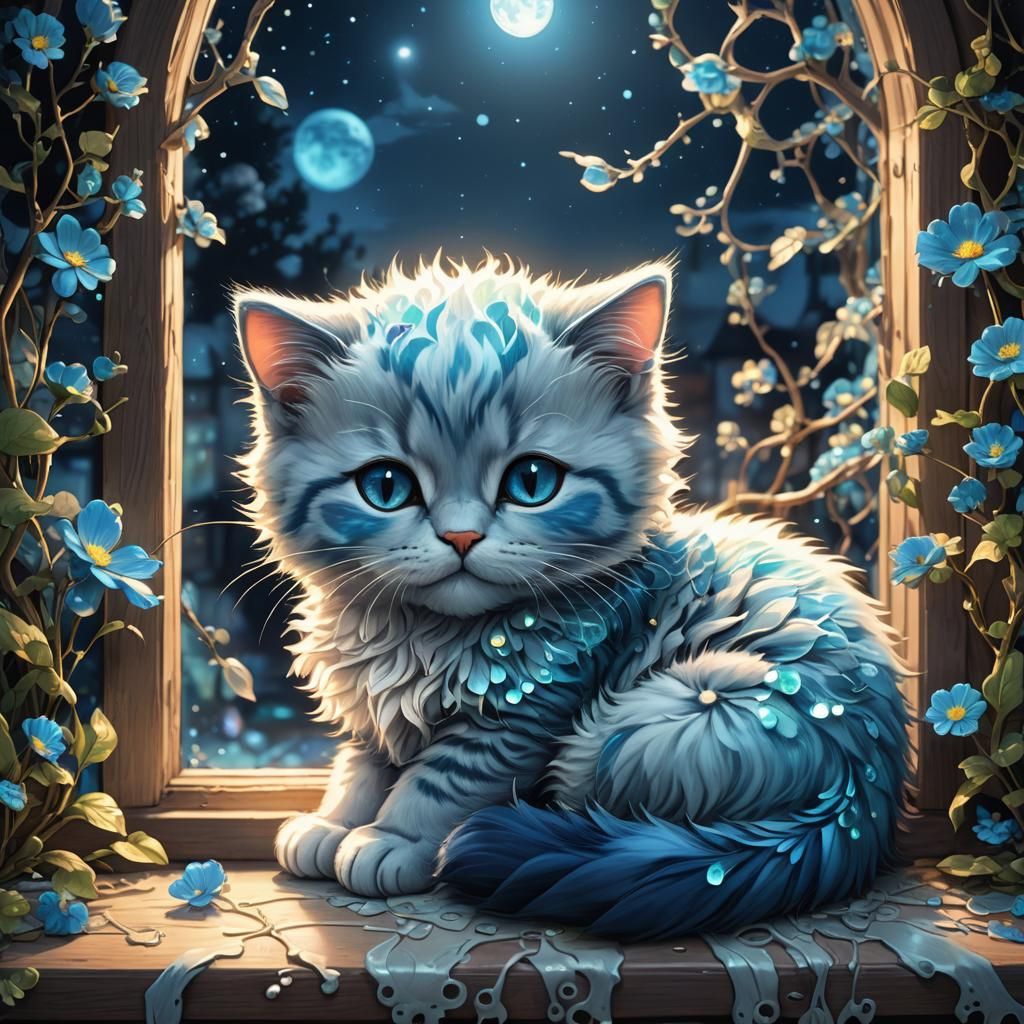 Cute little blue kitty