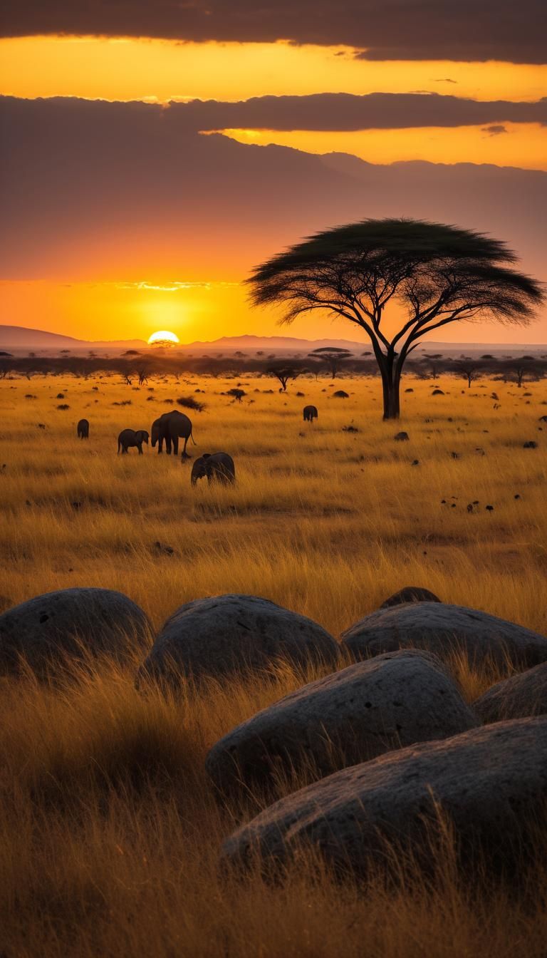 Golden Savanna Sunset: Breathtaking Landscape Photography
