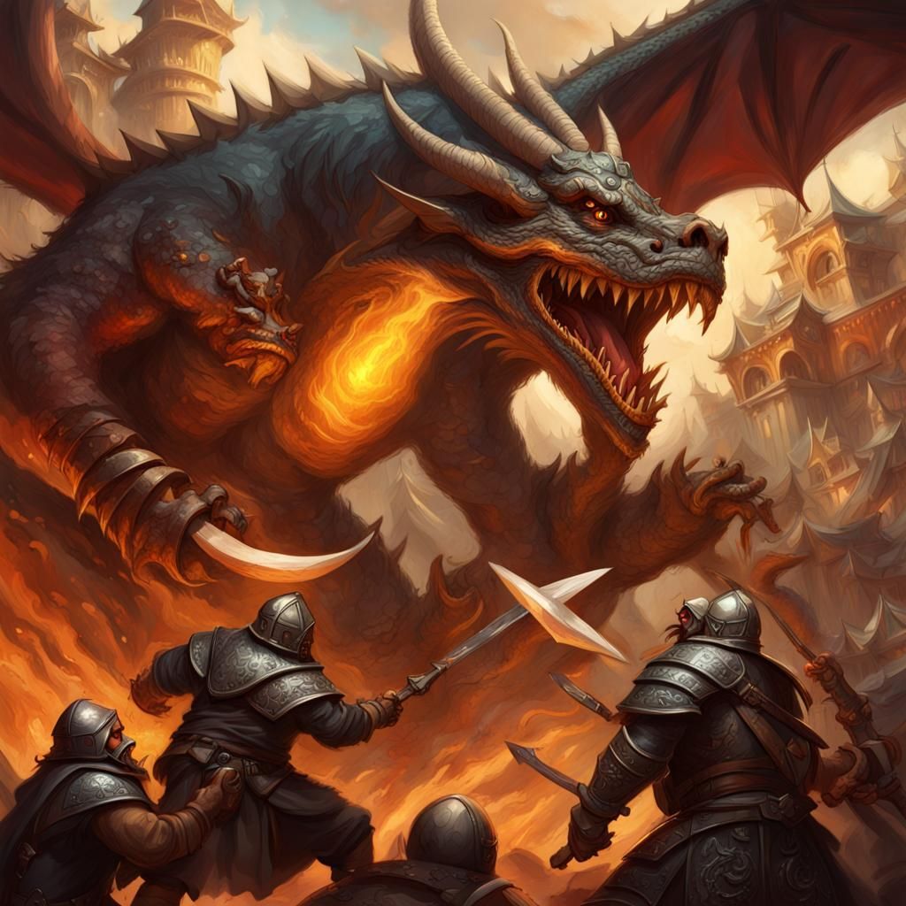 Epic Dragon Battle: Hyperrealistic Fantasy Art